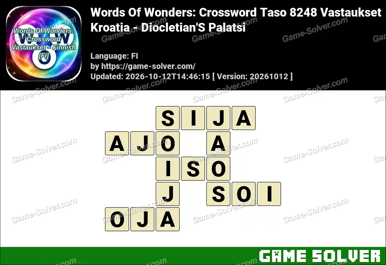 Words Of Wonders: Crossword Taso 8248 Vastaukset – Kroatia – Diocletian’S Palatsi